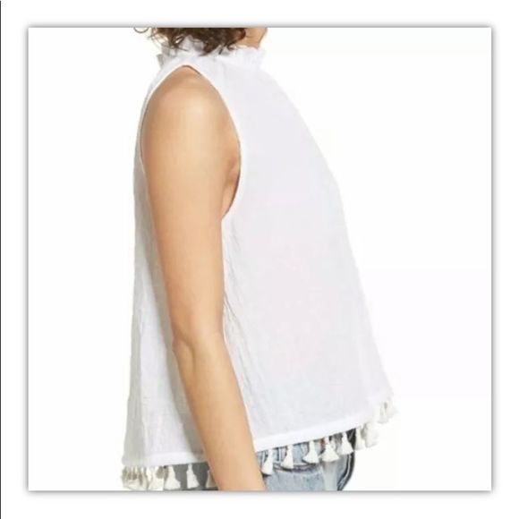 Sun & shadow tassel top white sleeveless 8114 new - Picture 3 of 10